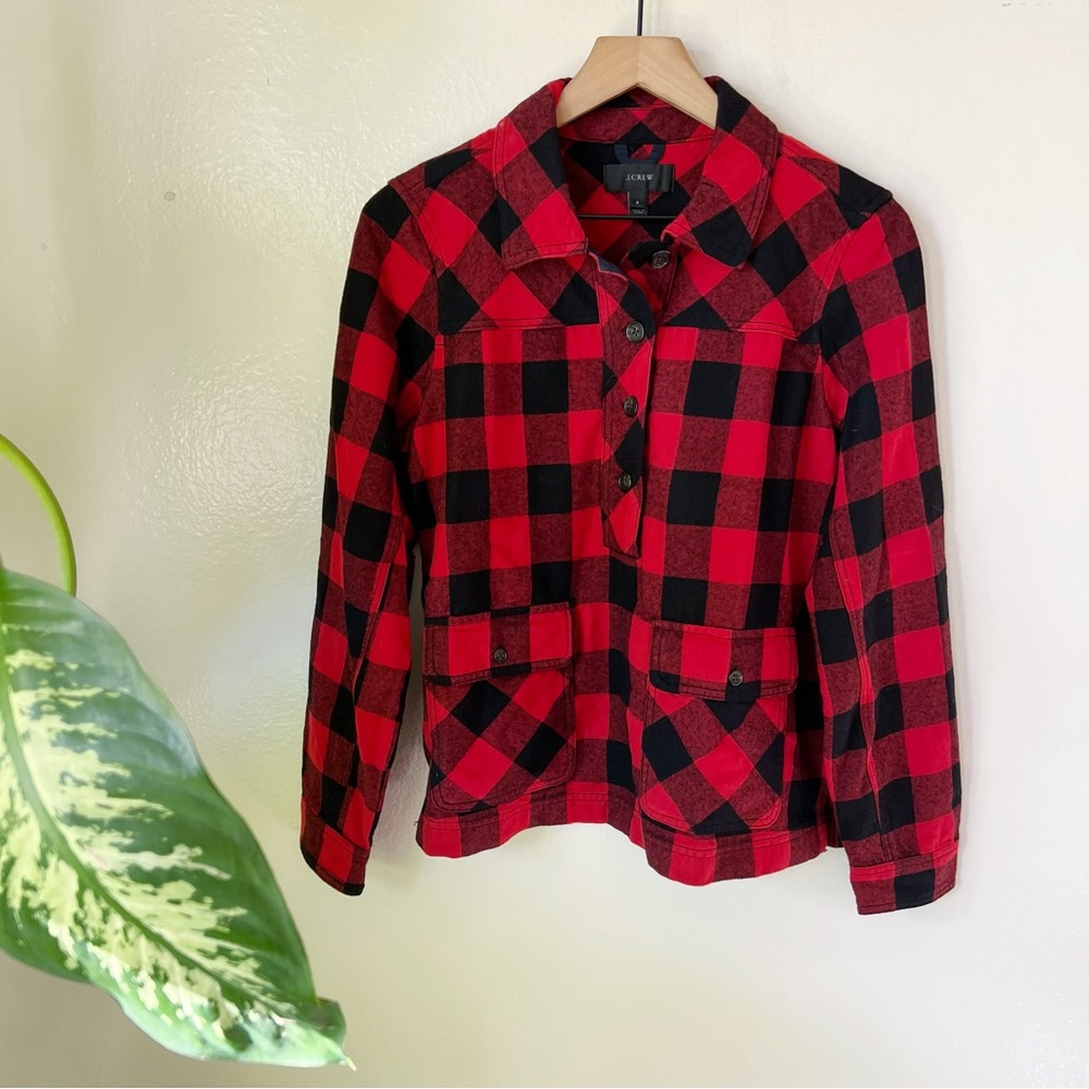 J Crew | Buffalo Check Wool Blend Shirt Jacket